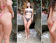 Sexy Bikini Fitting and Changing on the Beach