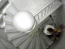 Couple doing doggy style on stairs and caught on cam