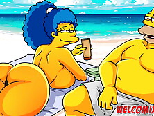 Burying It Deep In The Sand! Cheating On Her Husband On The Beach! Simpsons Comics