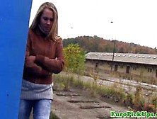 Hot blonde picked up gives a bj topless