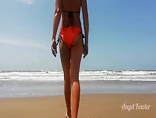 Music Movie Attractive Self Foot Massage Romantic Worship For Perfect Body Angel Fowler On A Public Beach