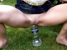 Amateur German teen swallows cum after outdoor screw
