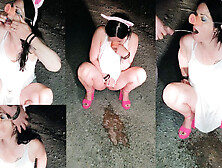 Best hot milf humiliated outdoor with piss and cum PIG play