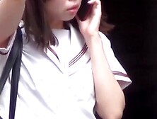 Hot Amateur Babe's Short Skirt & White Lingerie Exposed in Public