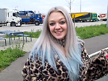 Kinky teen babe sucks cocks empty on rest area toilets