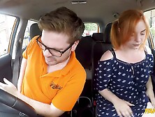 Redhead Harley Morgan Takes A Hard Pounding In A Car & Swallows Every Drop - Fake Driving School