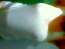 beauty wearing a white tshirt and masturbation at shower