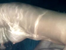 My neighbor came to fuck me in the pool and creampie in the pussy under the shower