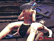 CG Anime Nessa - Large Melons Beauty Wearing Shiny Latex Bodysuit and Gloves Performs Sexy Slippery Titjob and Tugjob Ending in