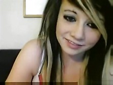 Hot Emo Girl Plays With Her Tits And Masturbates With A Hairbrush On The Floor