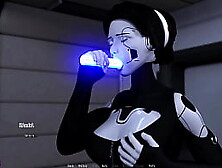 Cyborg girl gives me a great blowjob and I cum inside her making her swallow everything - Hentai Game P2