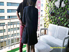 Interracial Duo Having Public Fuck-A-Thon In A City Balcony