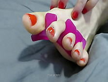 Red Toe Nail Polish Application