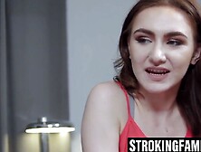 Naughty stepsister rides her lover's massive cock