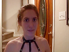 Hot Blonde Bimbo In Harness Outfit Trolls Pizza Guy