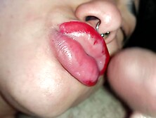 Creampie On The Sluts Big Lips,  She Waits Eagerly For Hot Milk
