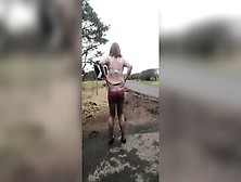 Sissy Fag Undresses On Public Road