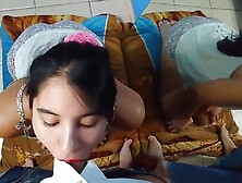 SEXY GIRL WITH PIJAMA TAKES FACIAL IN POV - LOT OF CUM