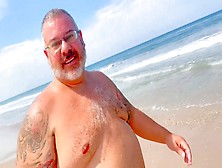 Aged Meaty Grey Haired Fellow Has Naked Day And Cums Big At The Beach