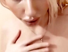 Skinny blonde teen with B cup tits is teasing you in font of the camera