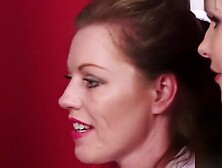 Heeled mistresses jerk off