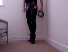 AshleyDare - Tight wetlook leggings and mini skirt