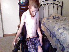 Handicapped Boy Stripes Bare And Gets Rock Hard