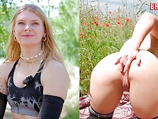 First-Year Biker Katja E Relaxes On The Meadow With Dildo And Butt Plug