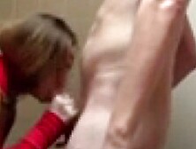 Old Streetwhore facefucked in public restroom