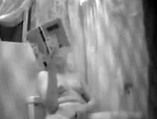 Fem reading a book and rubbing clit on private voyeur tape
