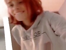 Redhead tiny chick dancing ass and recording