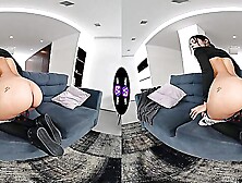 Petite brunette Breiny Zoe caresses her shaved pussy in sexy shorts and socks.