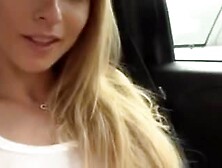 American blonde,  public squirt in car.
