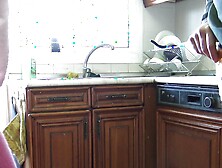 stepson fucks stepmom hard in the kitchen