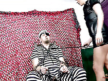 Convict with an eyepatch mounts a police officer with short hair