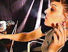 Heavy eye makeup on smoker