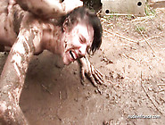 Nude mud wrestling and anal sex punishment outdoors