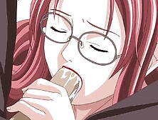 Nerdy anime girl sucks a hard cock and gets fucked balls deep