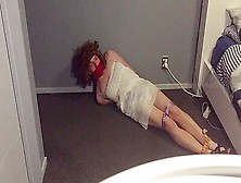 Bound And Gagged In Short White Dress