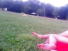 Girl In Tiniest Bikini Getting Sun Tanned In The Field Pict0011