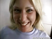 Slutty Blonde Gives Blowjob