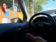 Risky handjob on the street... Beautiful woman saw my cock.