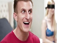 Stepmom Audrey Madison shocked when she takes of her blindold