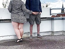 Gorgeous Pissing Mother-In-Law Helps Son-In-Law Piss On The Top Of The Parking Lot