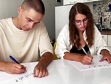 Sexy teacher blows my mind, giant facial comes next. I'll ace exams doggystyle pov