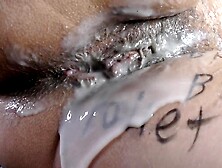 A very giant creampie trickling from preggy holes of cheating wife Milky Mari after no-fuck-rubber group-sex!