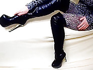 My legs in leopard pantyhose and high heels