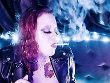 Smoking Wearing A Leather Jacket