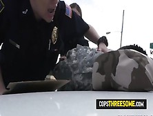 Officers Make Phony Soldier Sit Down And Make His Cock Hard For Them