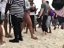 Creeping A Mid 30S Bitch In White Thong Beach